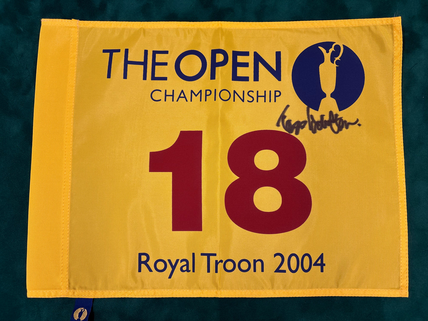 Todd Hamilton Winner Signed 2004 Open at Royal Troon Golf Flag + Dealer COA