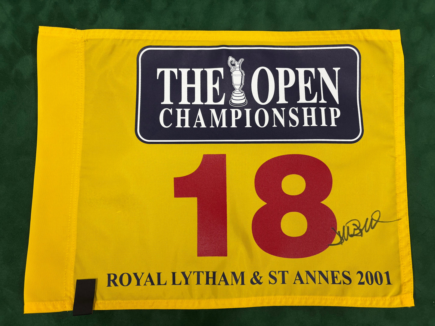 David Duval Winner Signed 2001 The Open at Royal Lytham & St Annes Golf Flag + Dealer COA