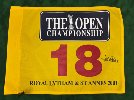 David Duval Winner Signed 2001 The Open at Royal Lytham & St Annes Golf Flag + Dealer COA