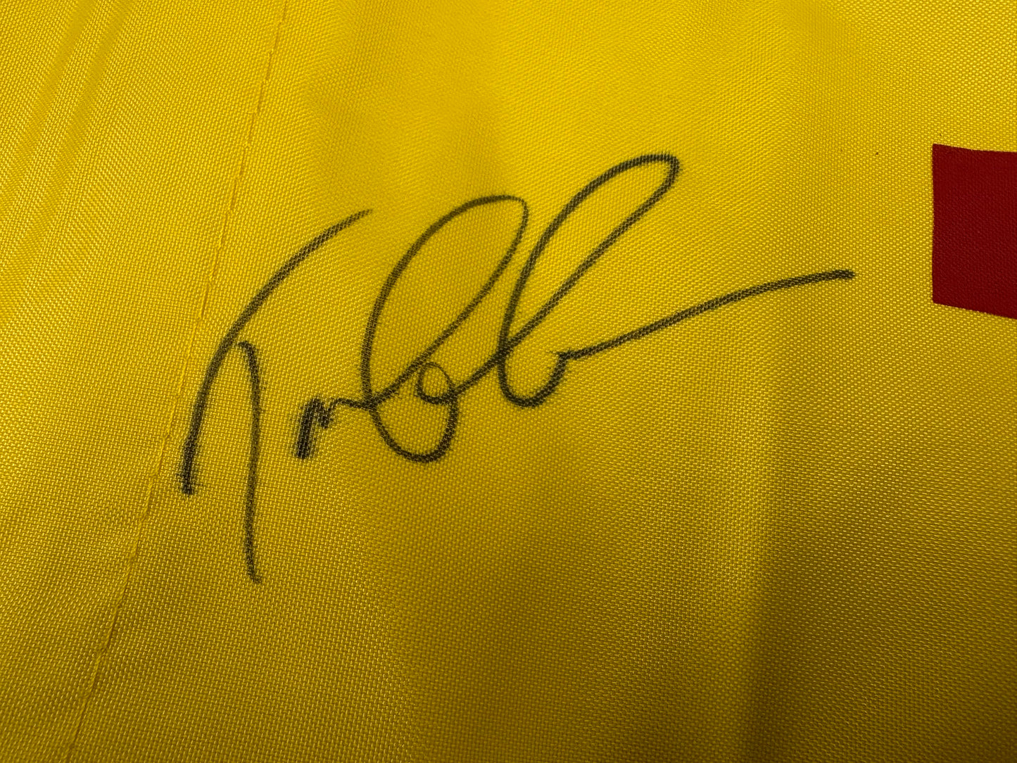 Tom Lehman Signed Rare Yellow Royal Lytham 1996 Open Golf Flag + Dealer COA