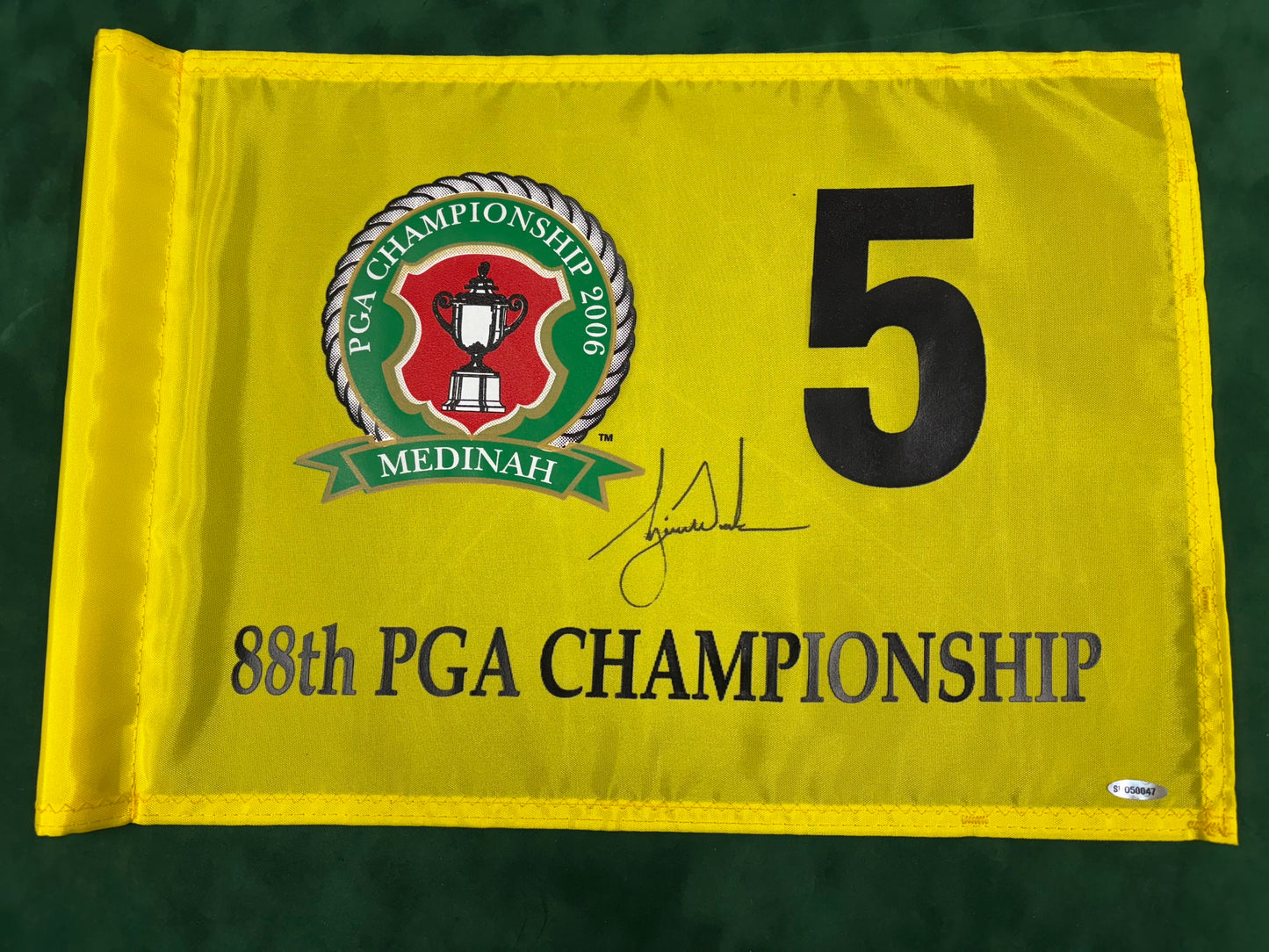 Tiger Woods Winner Signed Course Used 2006 PGA Medinah Golf Flag + Upper Deck COA