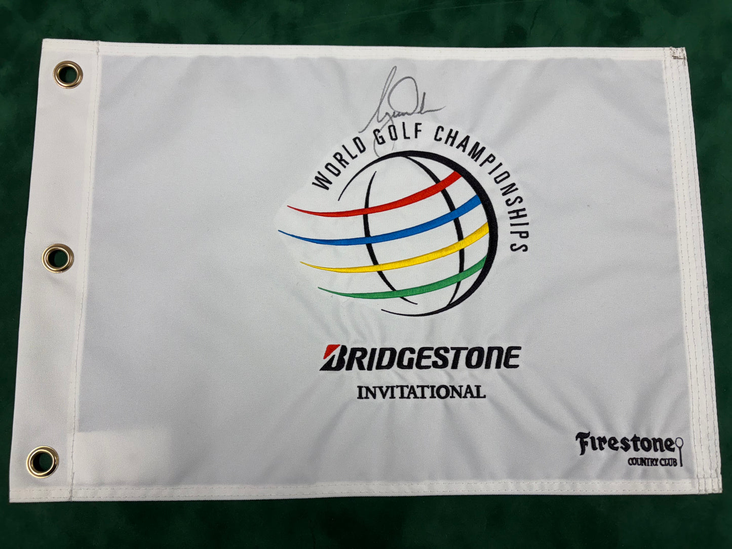 Tiger Woods Rare Signed WGC Bridgestone Invitational Golf Pin Flag + Dealer COA