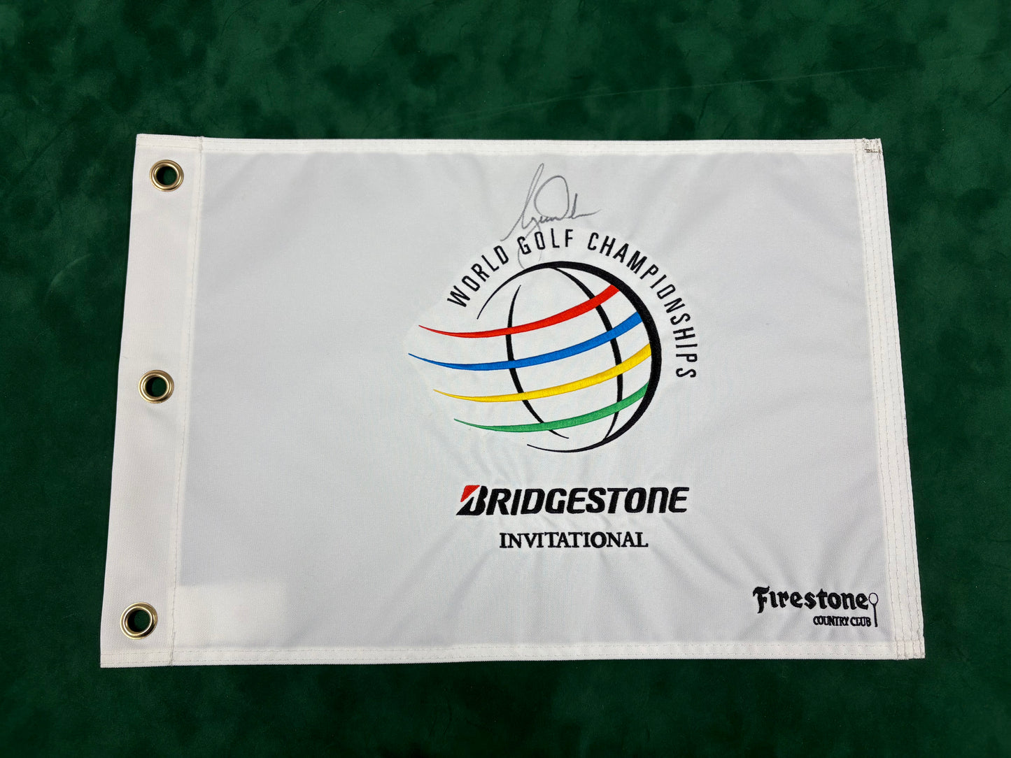 Tiger Woods Rare Signed WGC Bridgestone Invitational Golf Pin Flag + Dealer COA