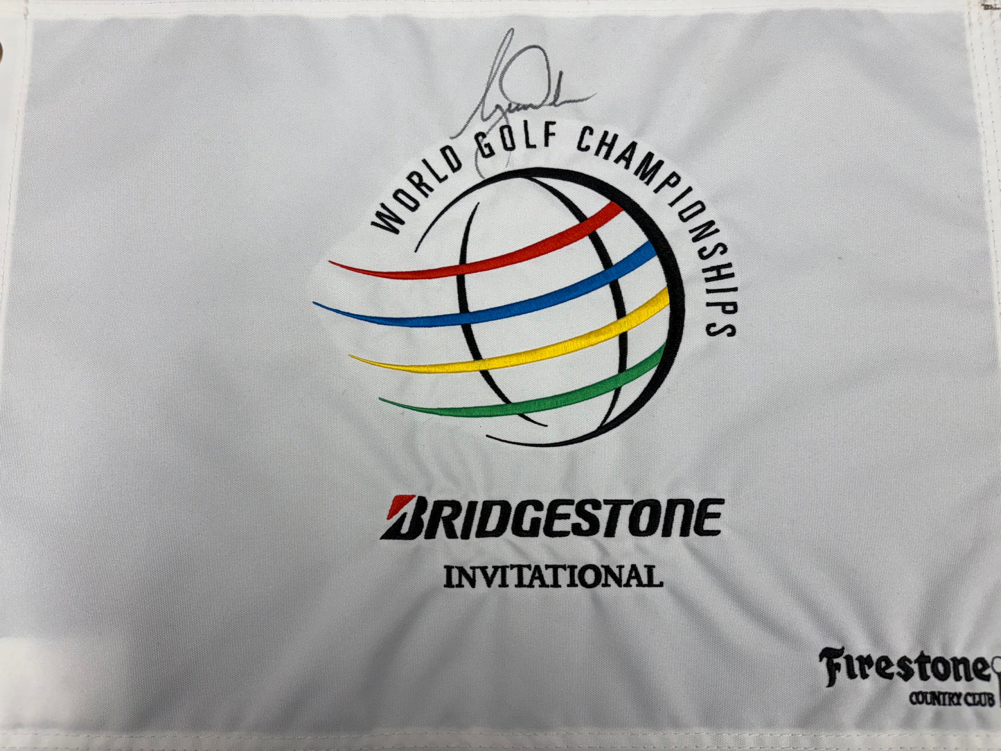 Tiger Woods Rare Signed WGC Bridgestone Invitational Golf Pin Flag + Dealer COA