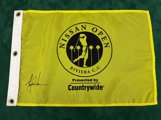Tiger Woods Rare Signed Nissan Open at Riviera CC Golf Pin Flag + Dealer COA