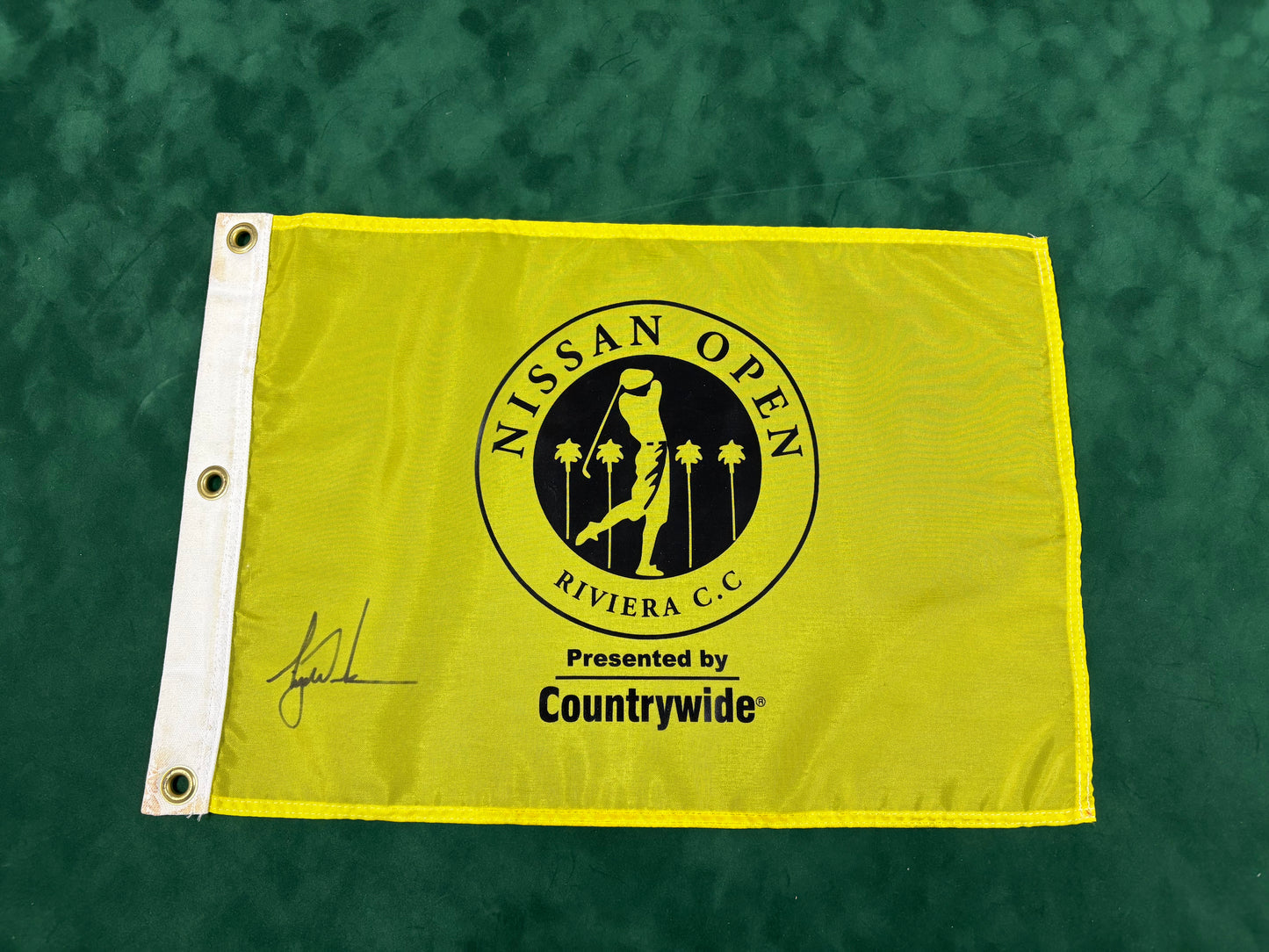 Tiger Woods Rare Signed Nissan Open at Riviera CC Golf Pin Flag + Dealer COA