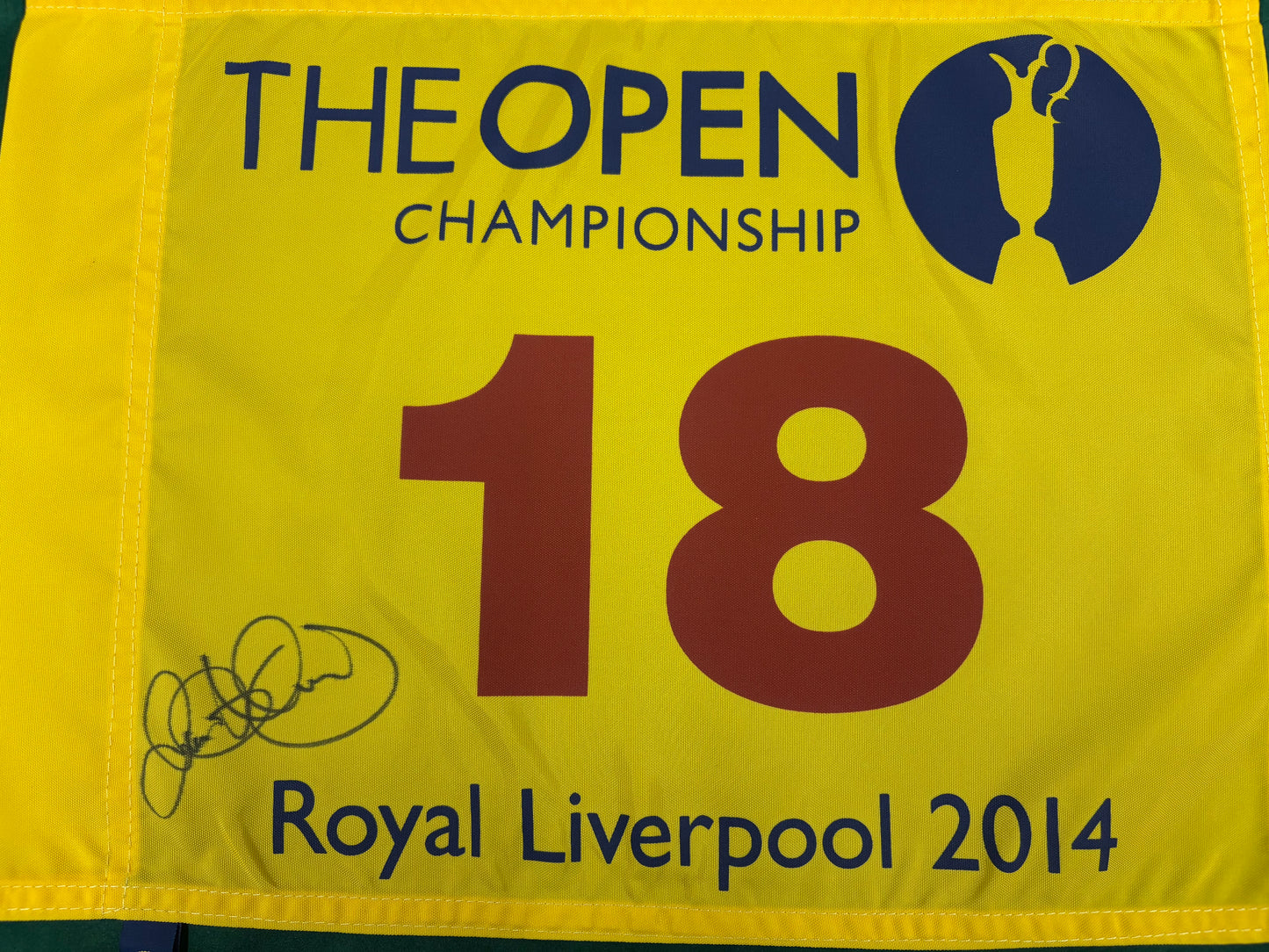 Rory McIlroy Winner Signed 2014 Open at Royal Liverpool Golf Flag + Dealer COA