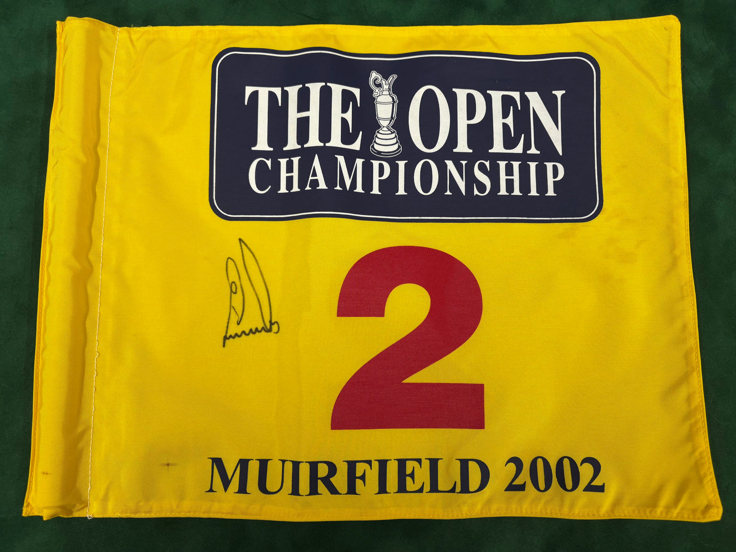 Ernie Els Winner Signed 2002 Open at Muirfield 2nd Hole Course Used Golf Flag + Dealer COA
