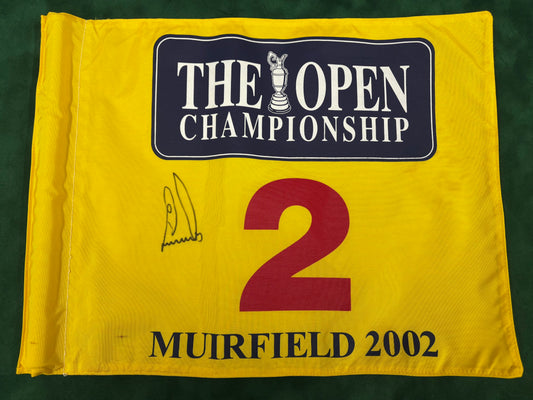 Ernie Els Winner Signed 2002 Open at Muirfield 2nd Hole Course Used Golf Flag + Dealer COA