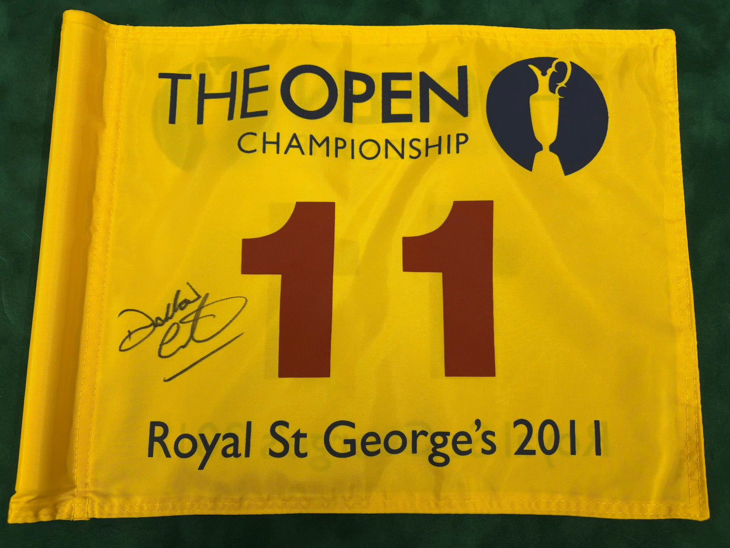 Darren Clarke Winner Signed 2011 Open at Royal St George's Course Used 11th Golf Flag + Cert