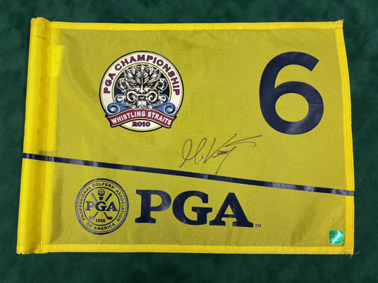 Martin Kaymer Winner Signed 2010 PGA Championship at Whistling Straits 6th Hole Course Used Golf Flag + GJA Cert