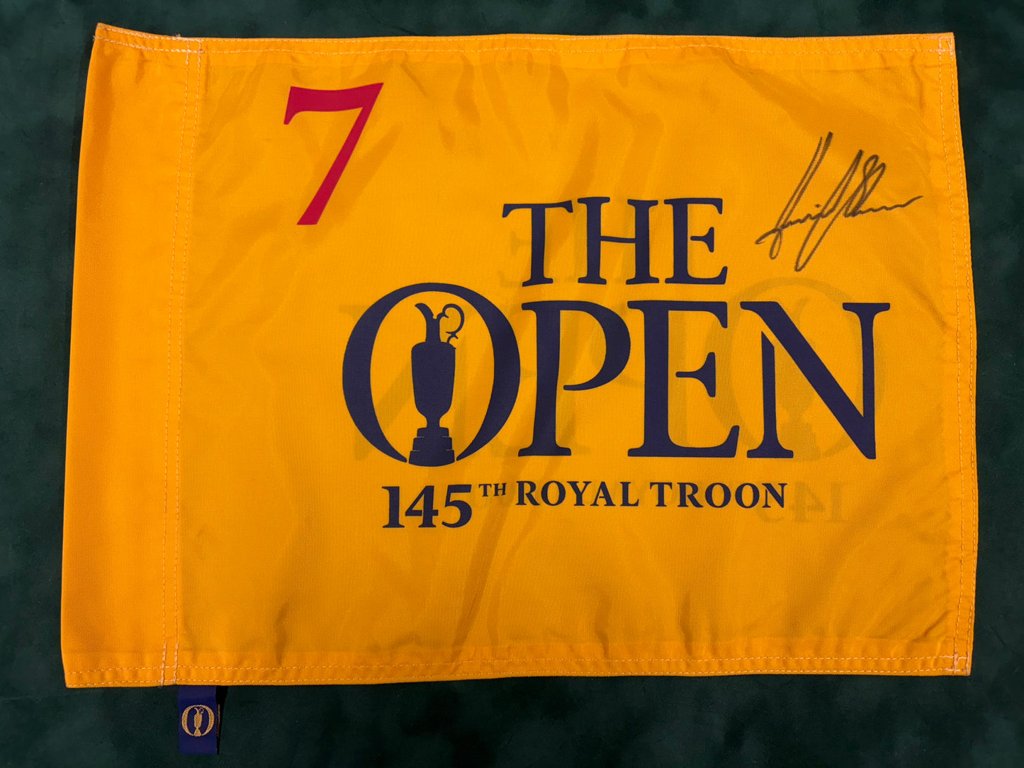 Henrik Stenson Winner Signed 2016 Open at Royal Troon Course Used 7th Golf Flag + Cert