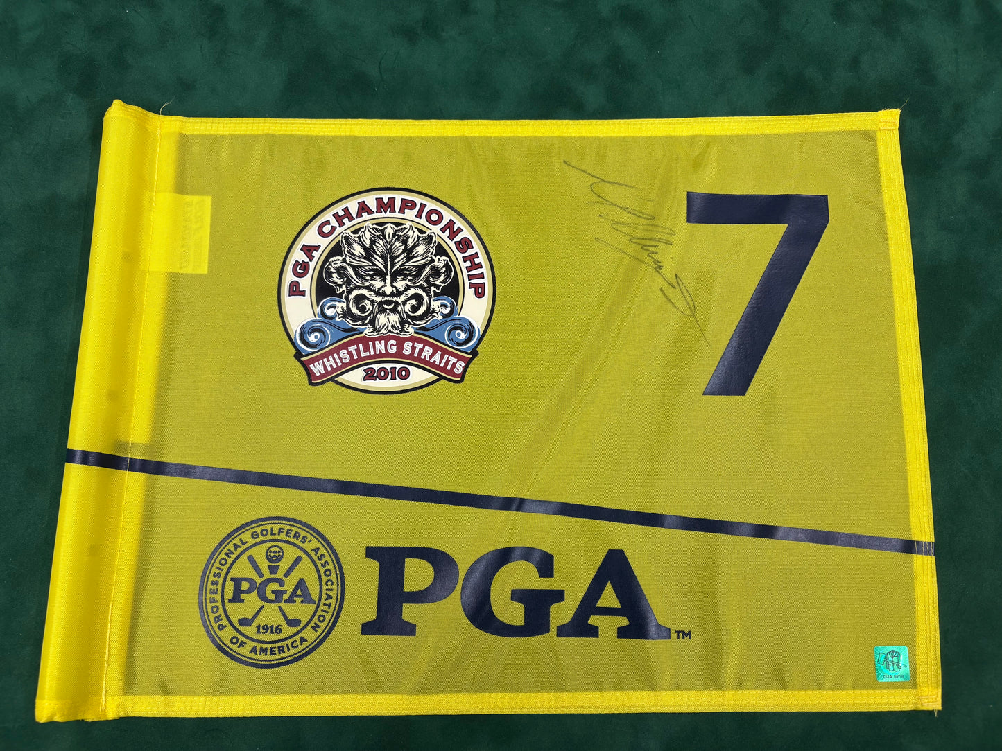 Martin Kaymer Winner Signed 2010 PGA Championship at Whistling Straits 7th Hole Course Used Golf Flag + GJA Cert
