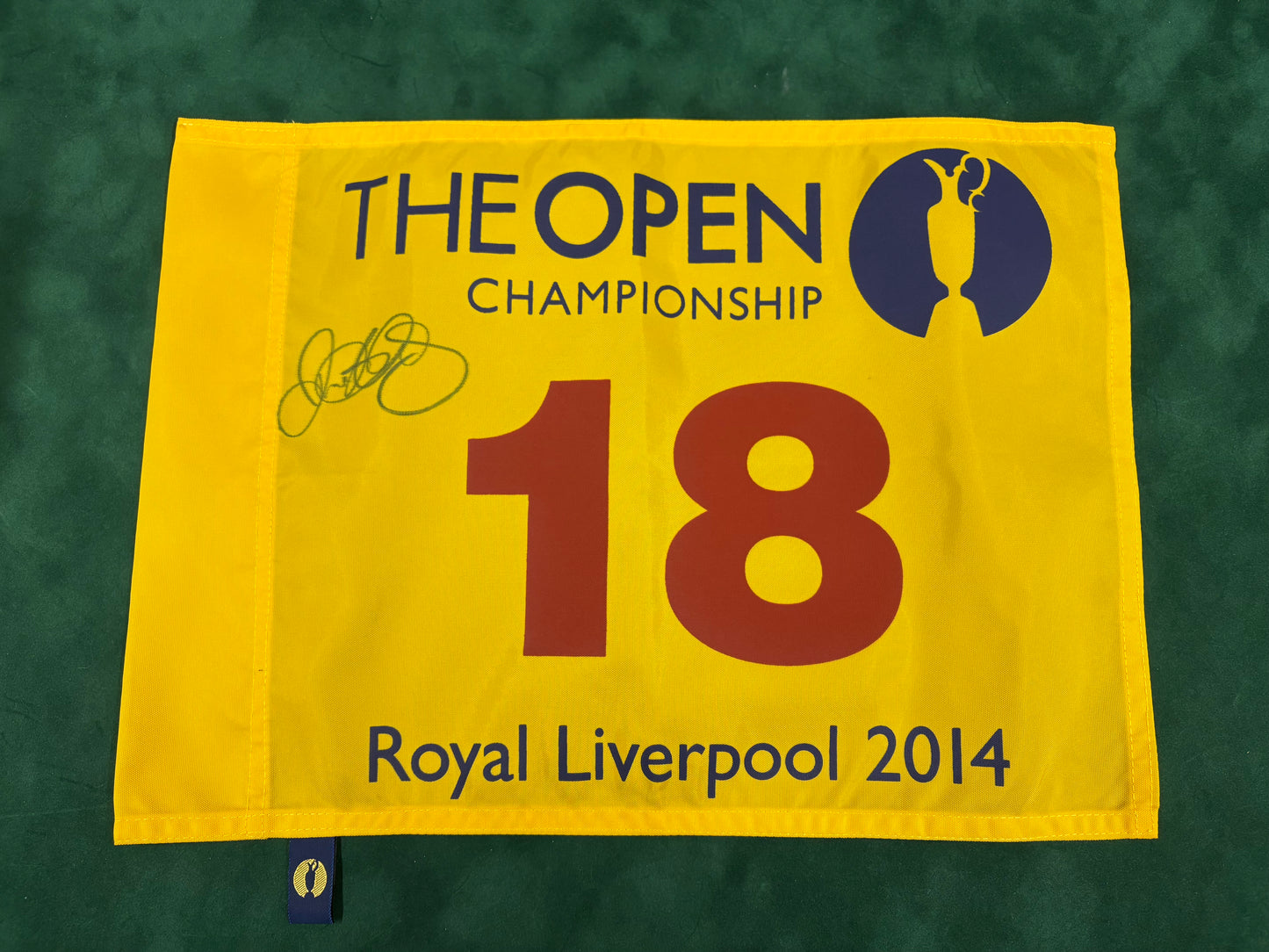 Rory McIlroy Winner Signed 2014 Open at Royal Liverpool Golf Flag + Dealer COA