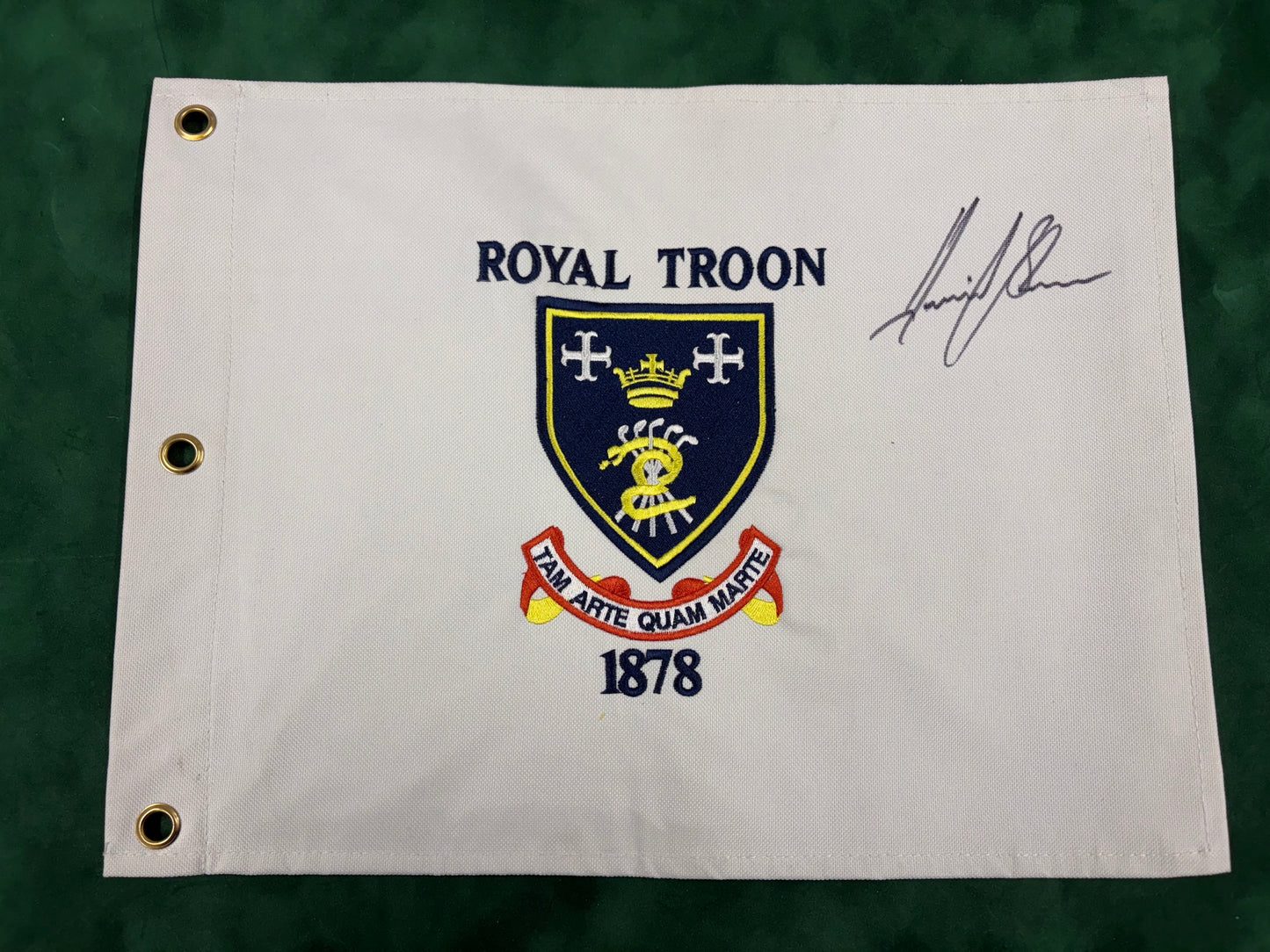 Henrik Stenson Signed Royal Troon Golf Club Pin Flag + Dealer COA