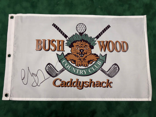 Chevy Chase Signed Caddyshack 1980 Film - Bushwood Golf Club Pin Flag + Cert
