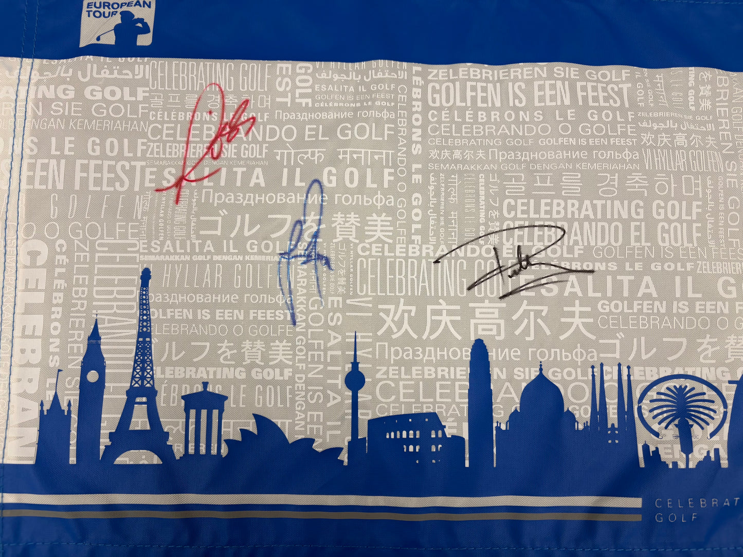 European Tour Golf Flag Signed By Justin Rose, Paul Casey & Ross Fisher + Cert