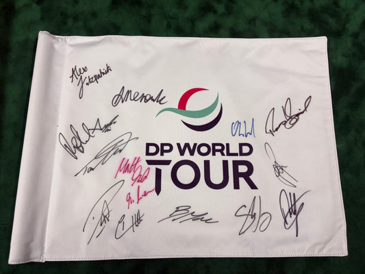 DP World Tour Golf Flag Signed by 15 (M Fitzpatrick, A Fitzpatrick, Willett) + Cert