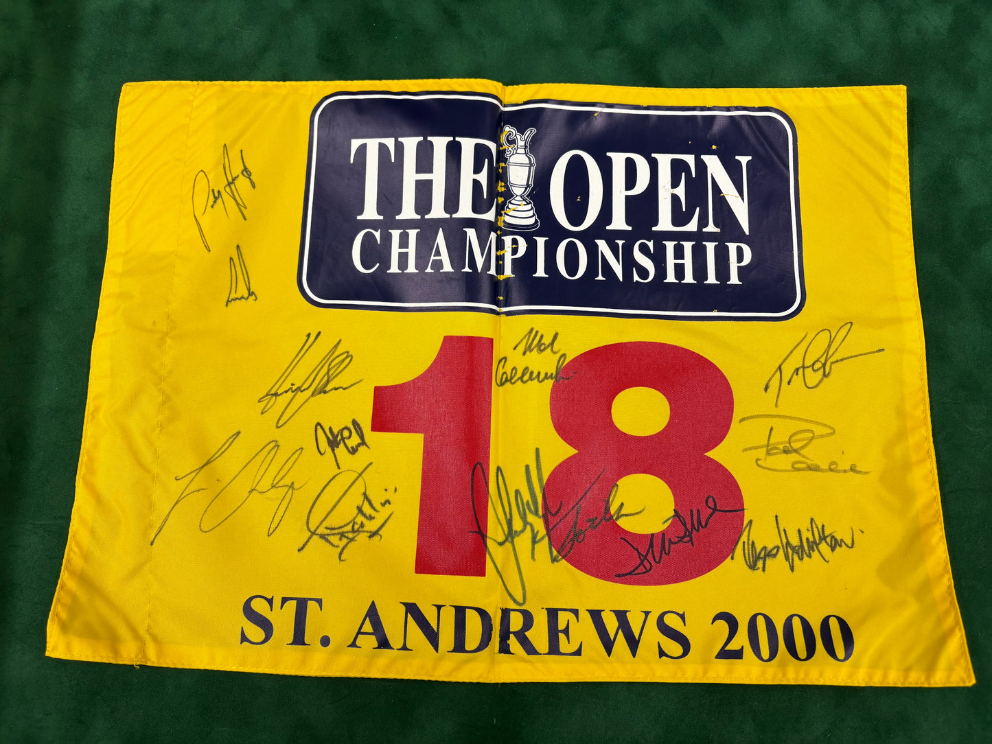 2000 Open at St Andrews Golf Flag Signed By 13 Champions Duval, Jacklin, Cink + COA