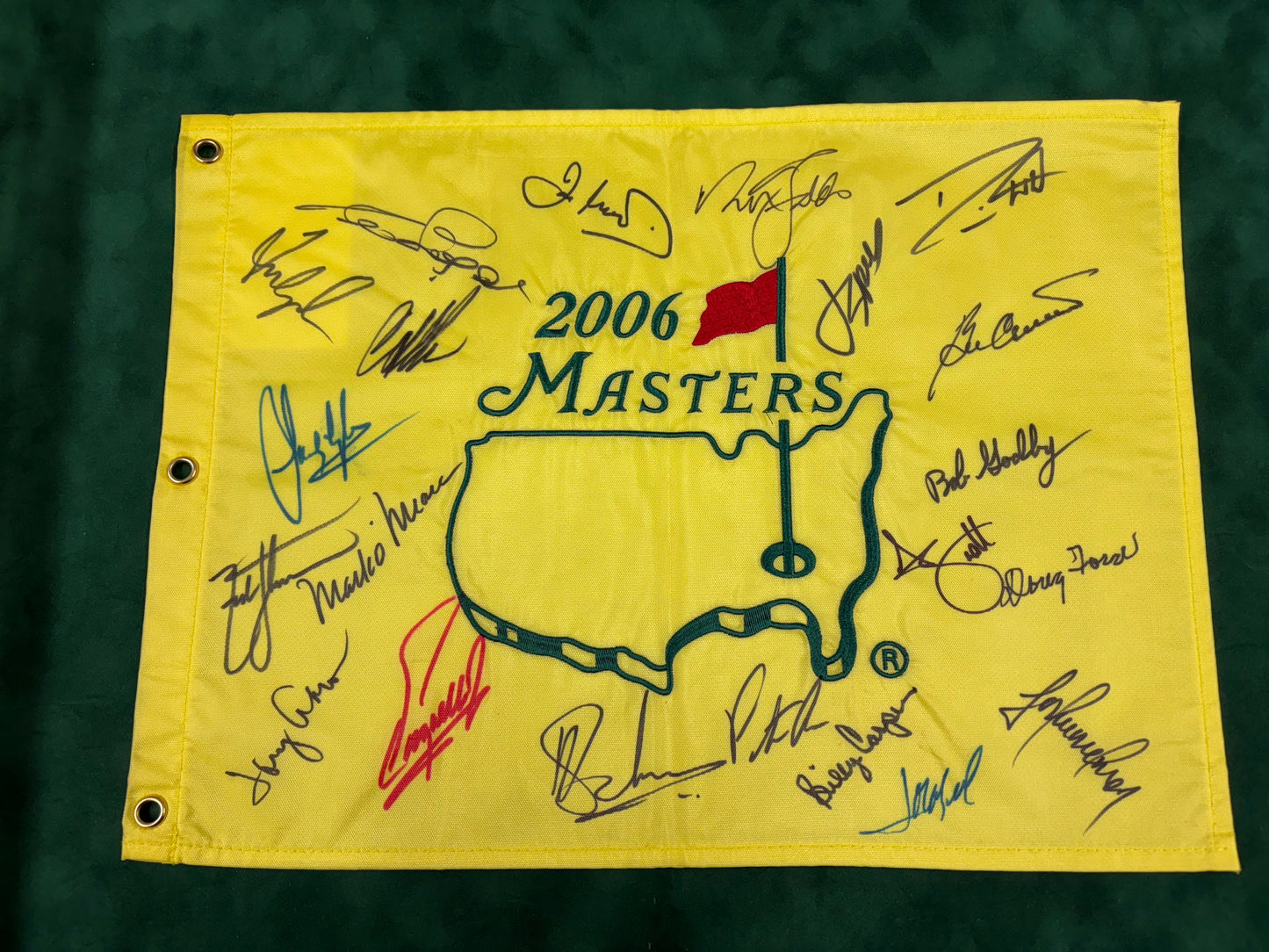 2006 Augusta Masters Golf Pin Flag Signed By 21 Champions (Faldo, Scott, Ford) + Cert