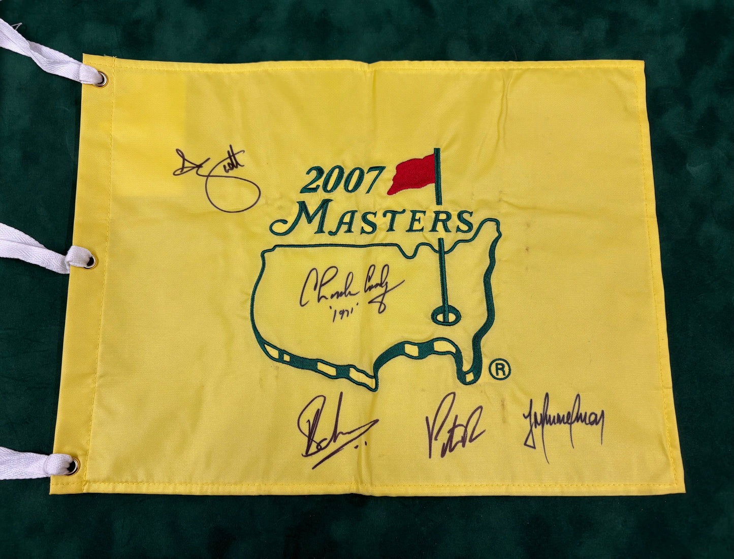 2007 Augusta Masters Golf Pin Flag Signed By 5 Champions (Scott, Immelman) + Cert
