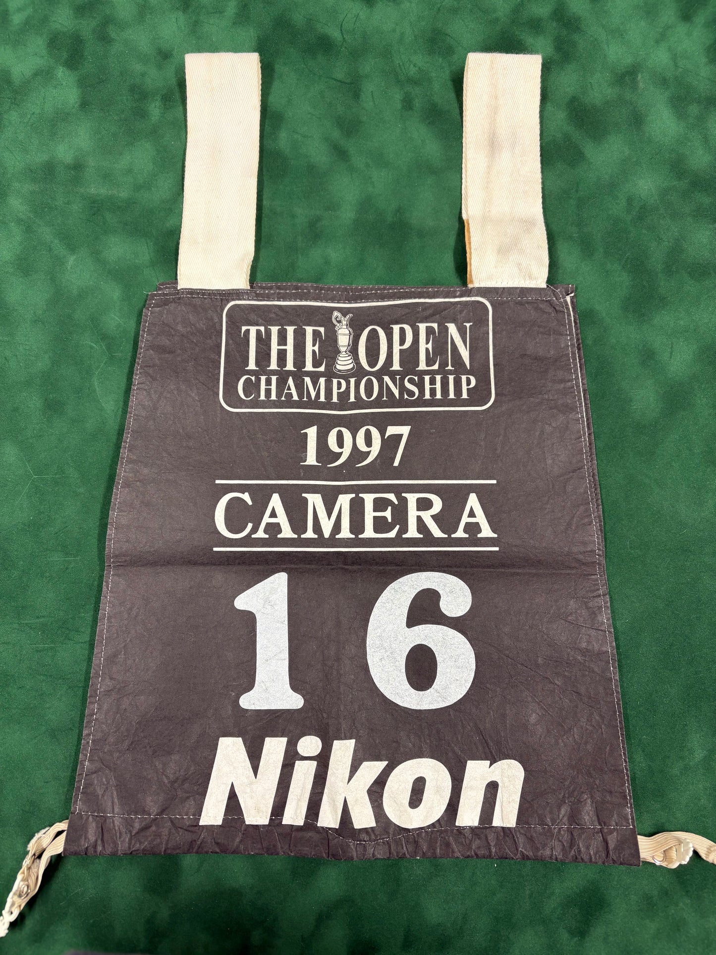 Official 1997 Open Championship at Royal Troon Camera Bib - Winner Justin Leonard (Not Signed)