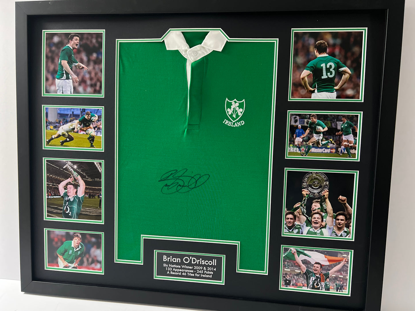 Brian O'Driscoll Irish Rugby Legend Signed & Framed Shirt (Ireland Black) + Cert