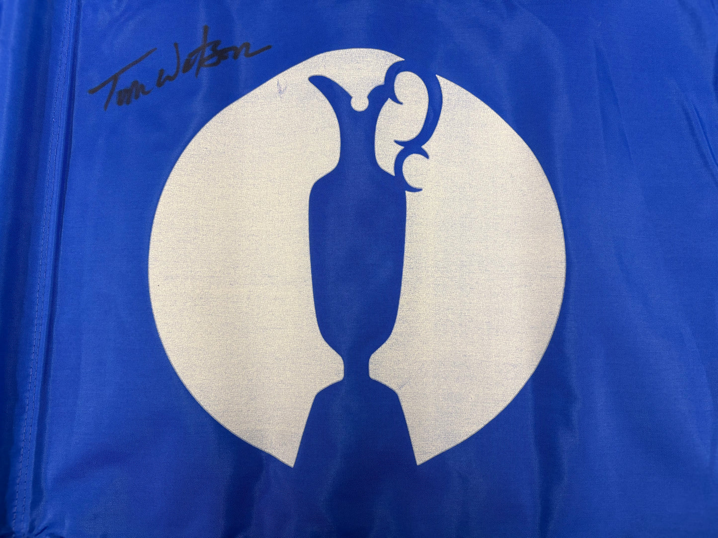 Tom Watson Signed Rare Practice Round Course Used Blue Open Golf Flag + Cert