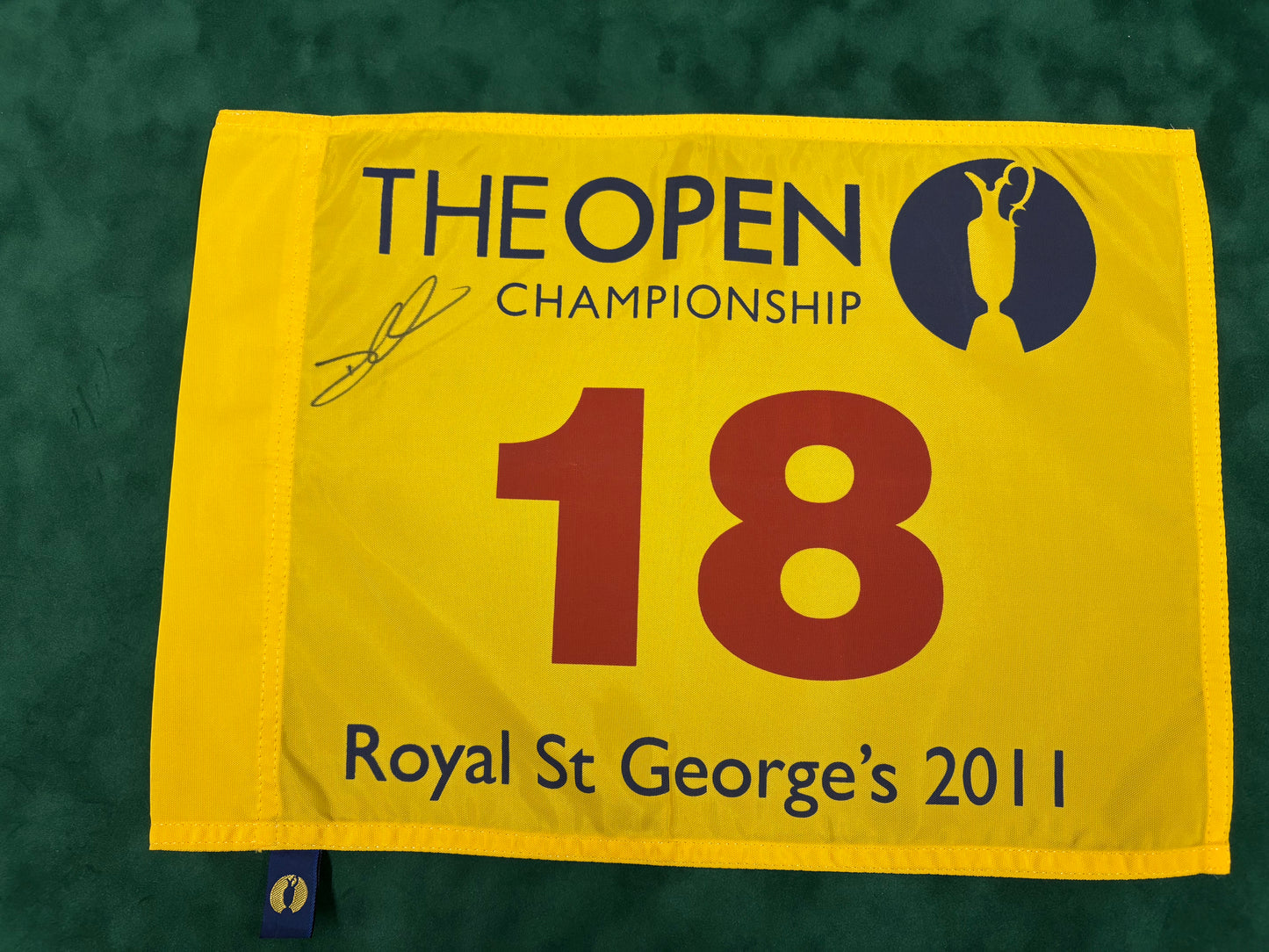 Darren Clarke Winner Signed 2011 Open at Royal St George's Golf Flag + Dealer COA