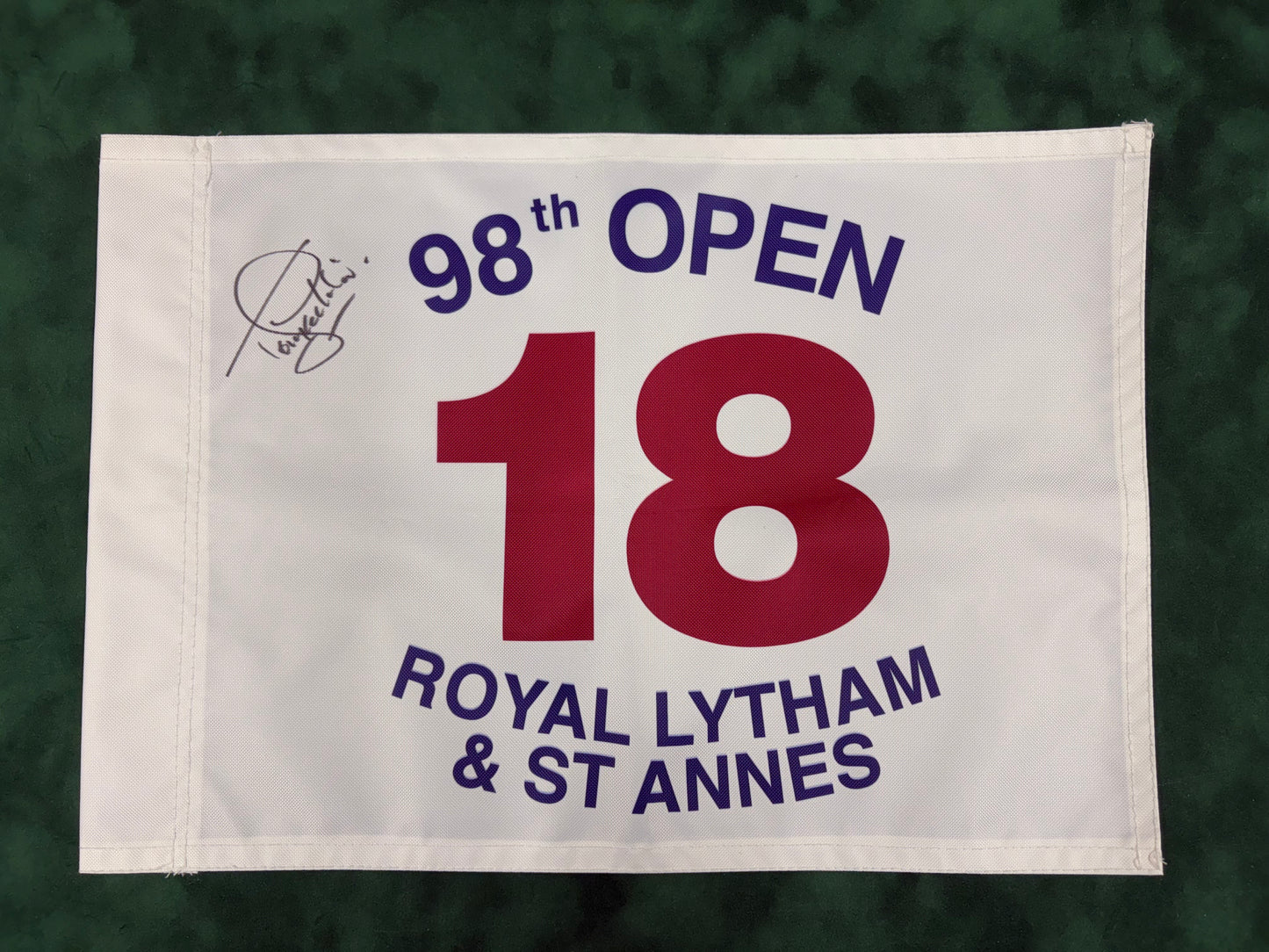 Tony Jacklin Winner Signed 98th Open at Royal Lytham White Golf Pin Flag + Dealer COA