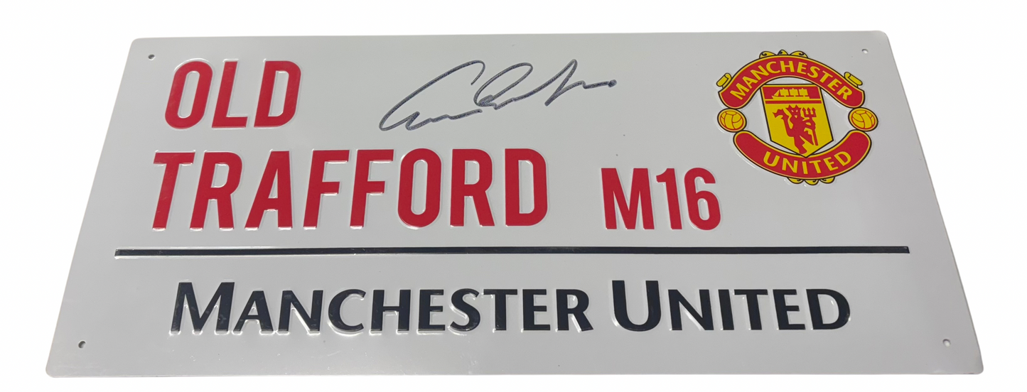 Eric Cantona Signed Manchester United FC Street Sign with COA