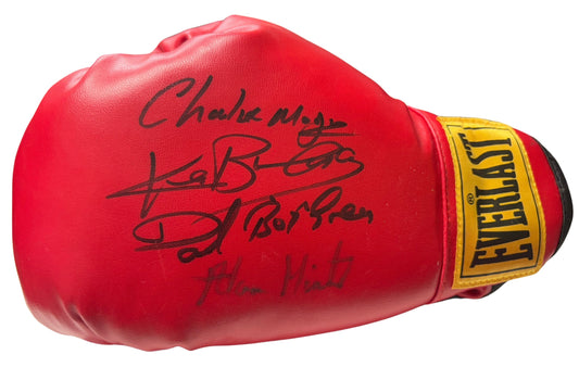 British Boxing Legends - Charlie Magri, Ken Buchanan, Dave Boy Green & Alan Minter Signed Everlast Boxing Glove