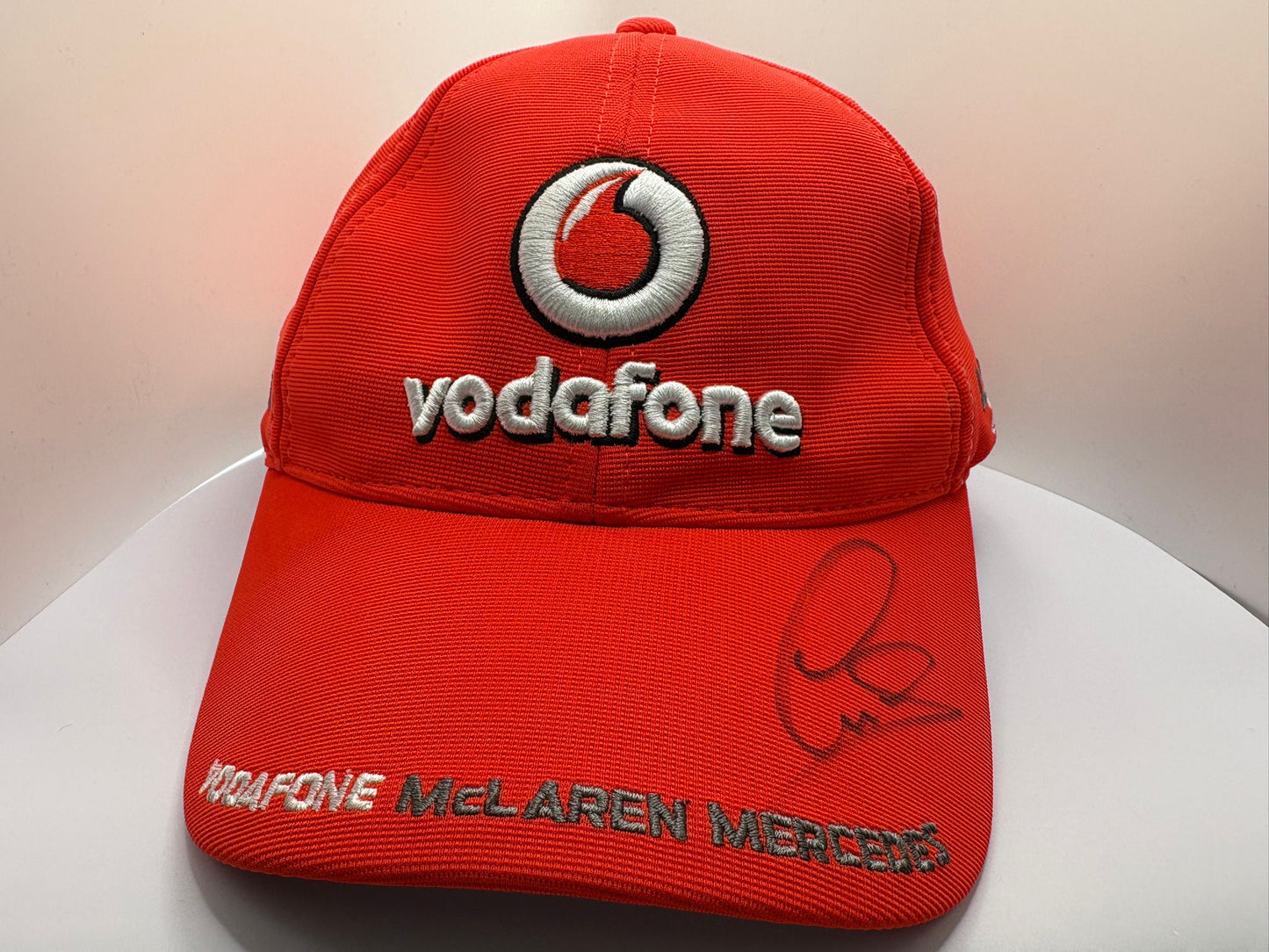 Formula One Legend Lewis Hamilton Signed Vodafone McLaren Mercedes Red Union Jack F1 Cap with COA