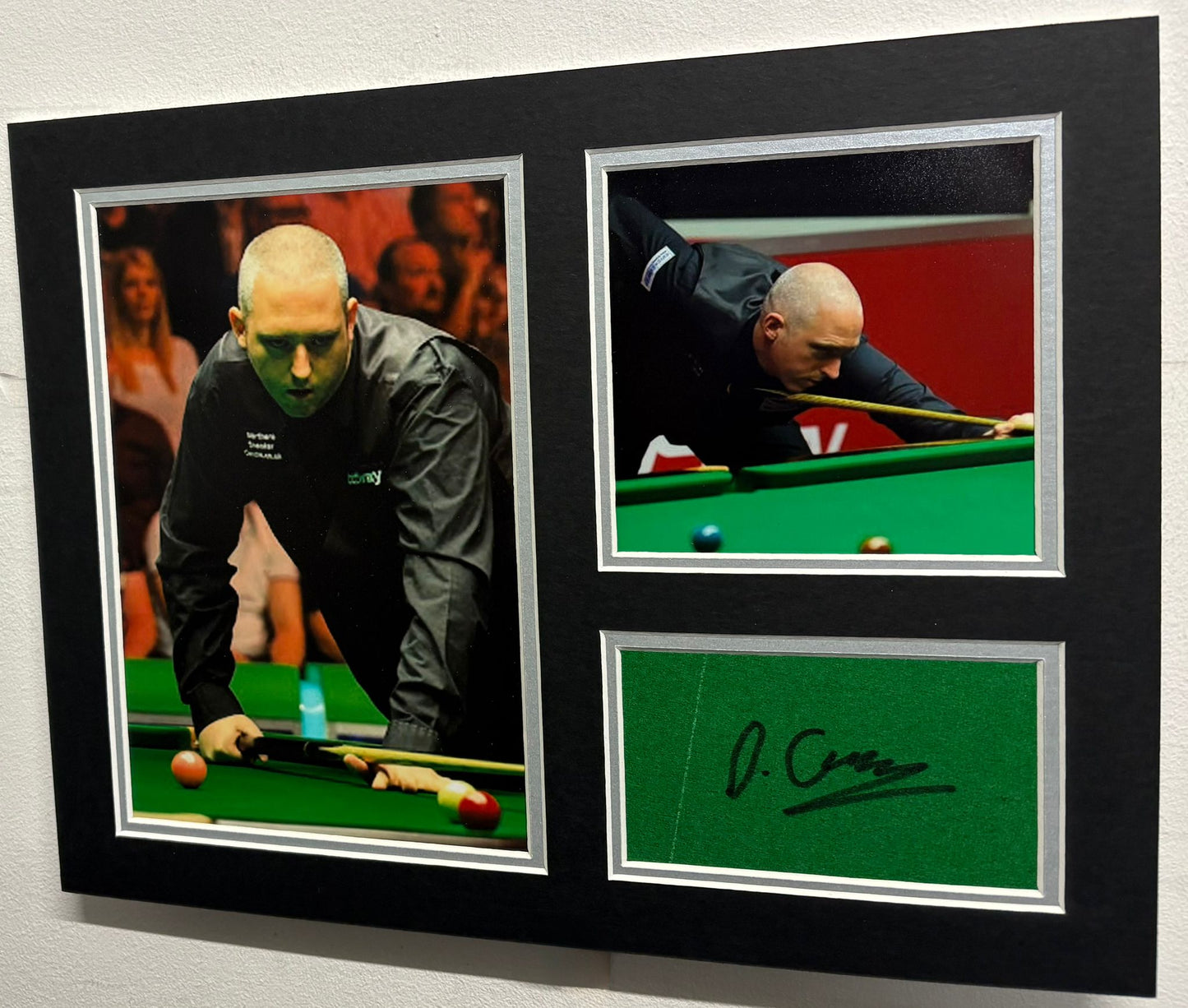 David 'Amazing' Grace 2x Amateur Snooker Champion Signed Table Baize Display + COA