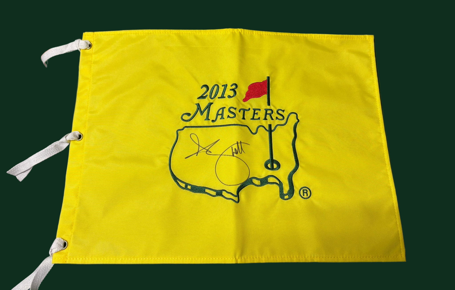 Adam Scott Winner Signed 2013 Augusta Masters Golf Flag + Dealer COA