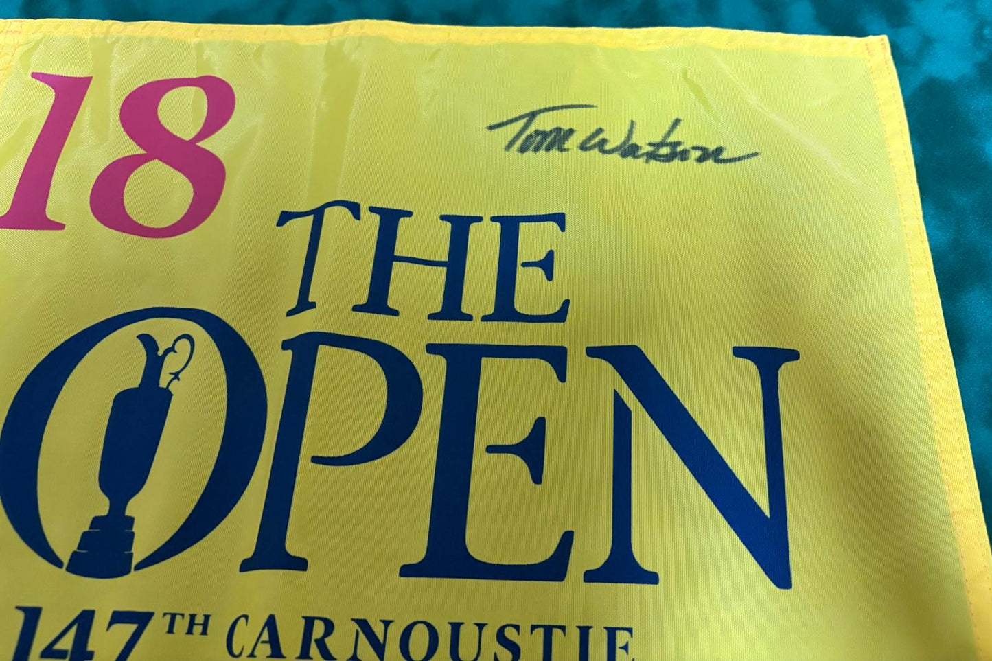 Golf Legend Tom Watson Signed 147th Open at Carnoustie Golf Flag + Dealer COA