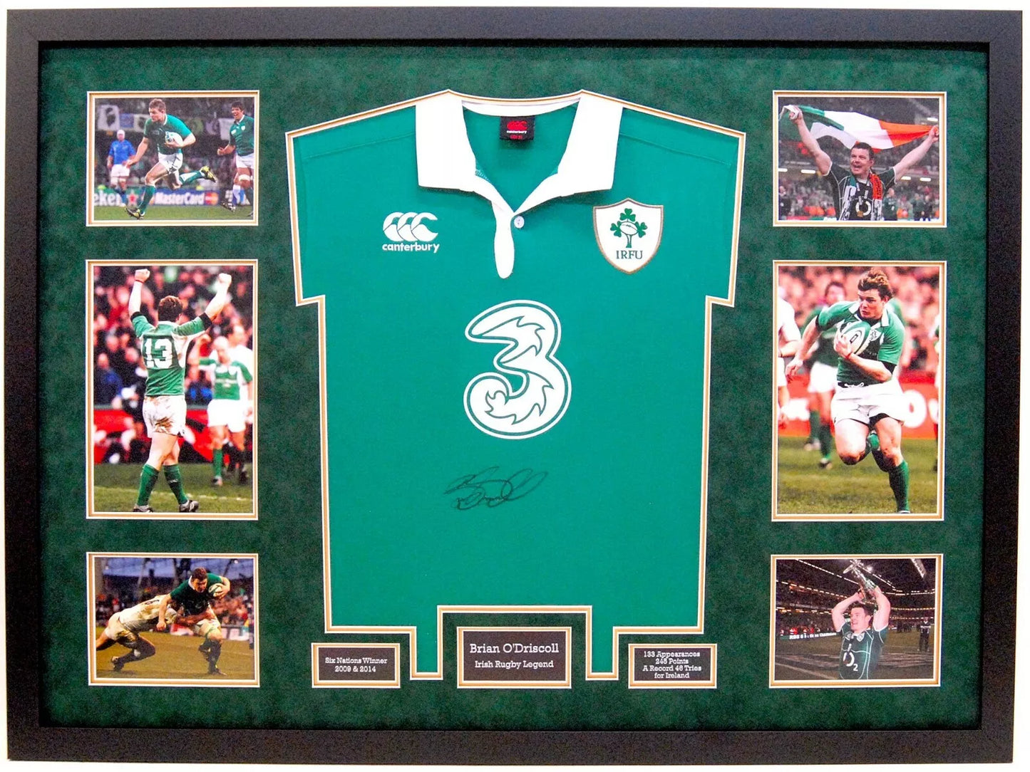 Brian O'Driscoll Irish Rugby Legend Signed & Framed Shirt + Cert