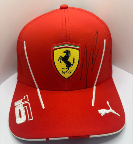 Charles Leclerc #16 Scuderia Ferrari F1 Driver Signed Red Puma F1 Cap + Cert