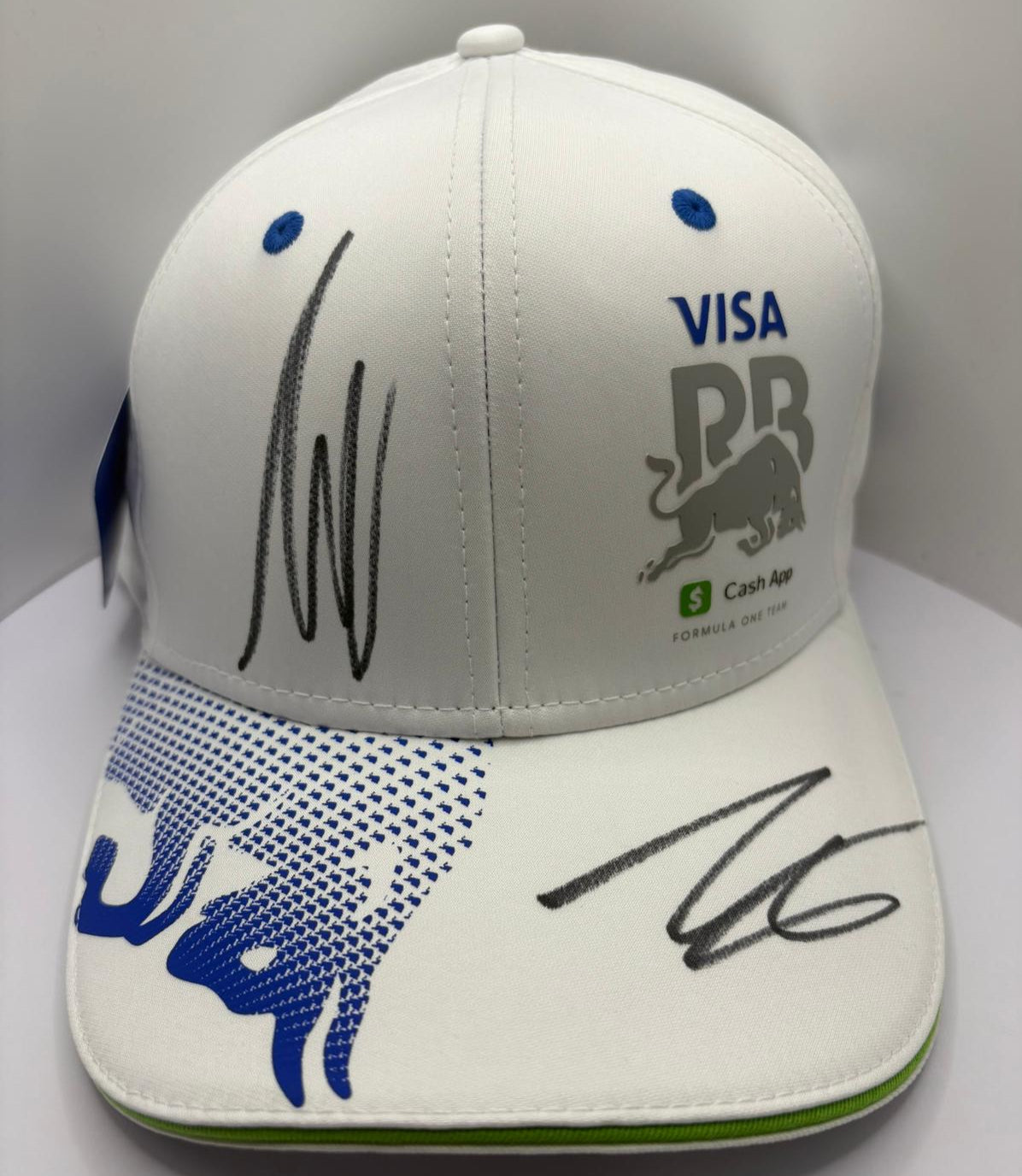 Isack Hadjar & Liam Lawson Visa Cash App Racing Bulls Drivers Signed 9SEVENTY F1 Cap + COA
