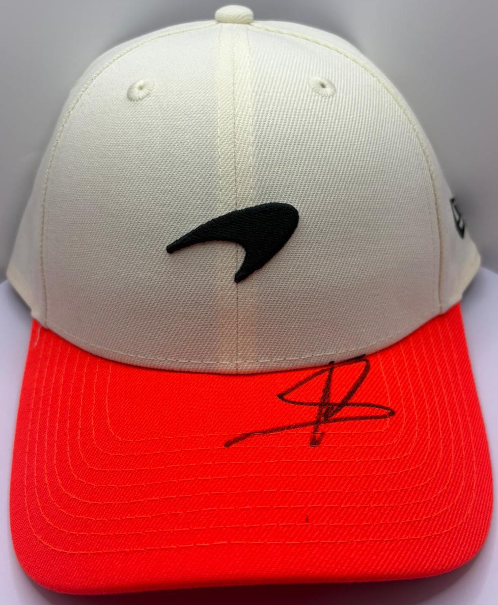 2025 British Grand Prix Winner Lando Norris Signed Contrast Orange McLaren F1 Cap + COA