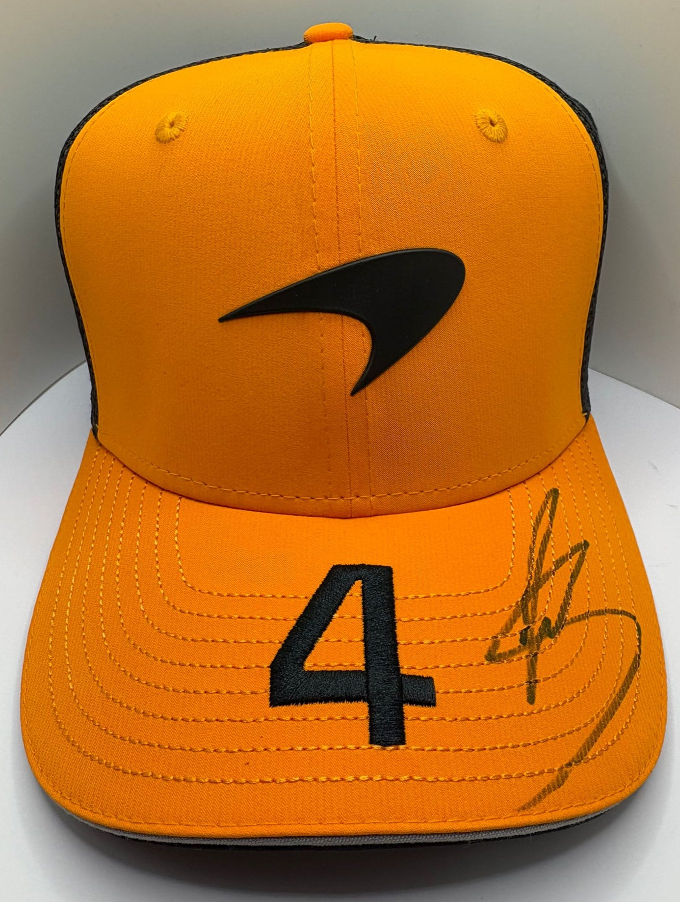 2025 British Grand Prix Winner Lando Norris Signed Orange McLaren F1 Cap + Dealer COA