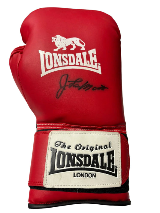 Jake LaMotta 'The Raging Bull' Signed Red Lonsdale Boxing Glove + Dealer COA