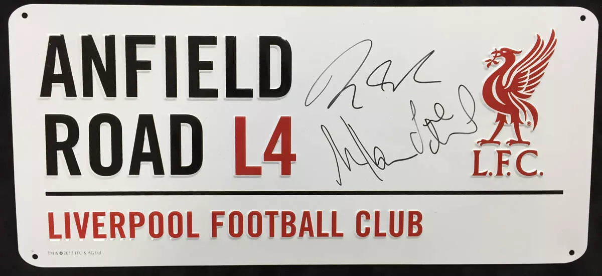 Robbie Fowler, Jamie Redknapp & Alan Hansen Signed Liverpool FC Street Sign with COA