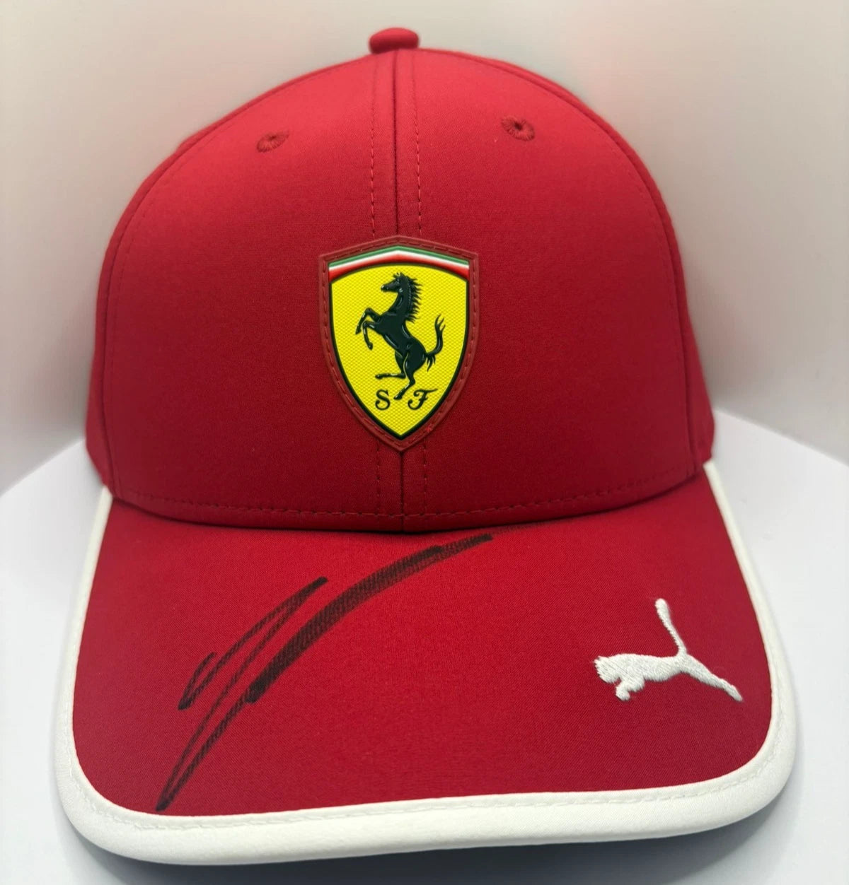 Charles Leclerc #16 Scuderia Ferrari F1 Driver Signed Red Puma F1 Cap + Cert