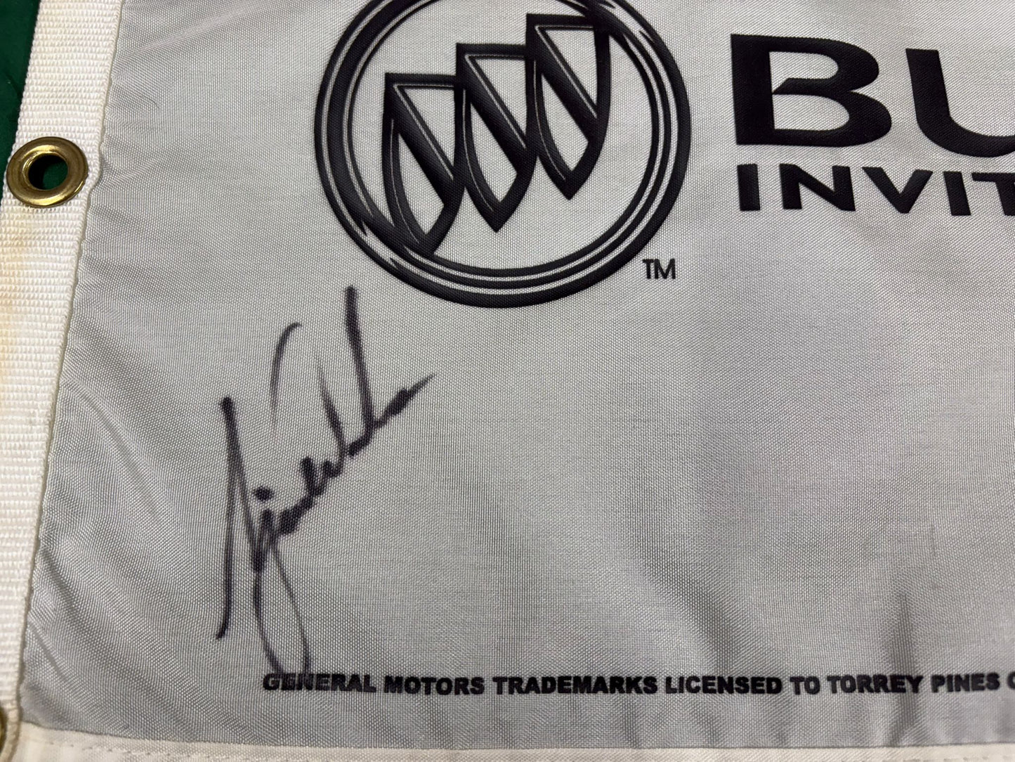 Tiger Woods Three-Time Champion Signed Buick Invitational Golf Pin Flag + Cert