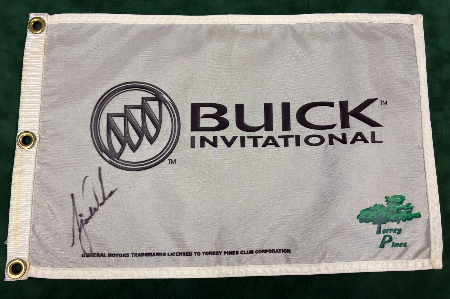Tiger Woods Three-Time Champion Signed Buick Invitational Golf Pin Flag + Cert