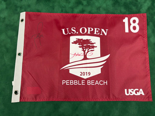 Gary Woodland 2019 & Justin Rose 2013 Winners Signed US Open Golf Flag + Cert