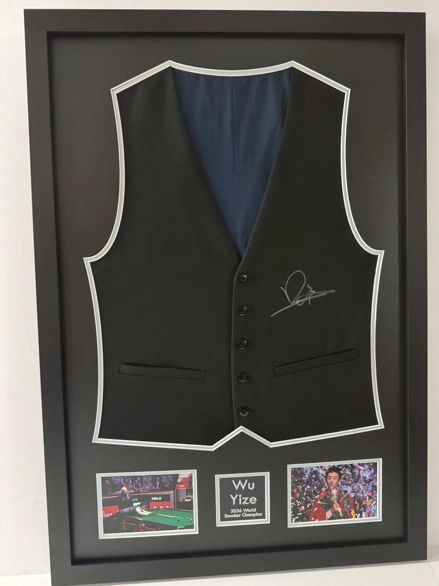 Wu Yize 2026 World Snooker Champion Hand Signed & Framed Waistcoat + COA