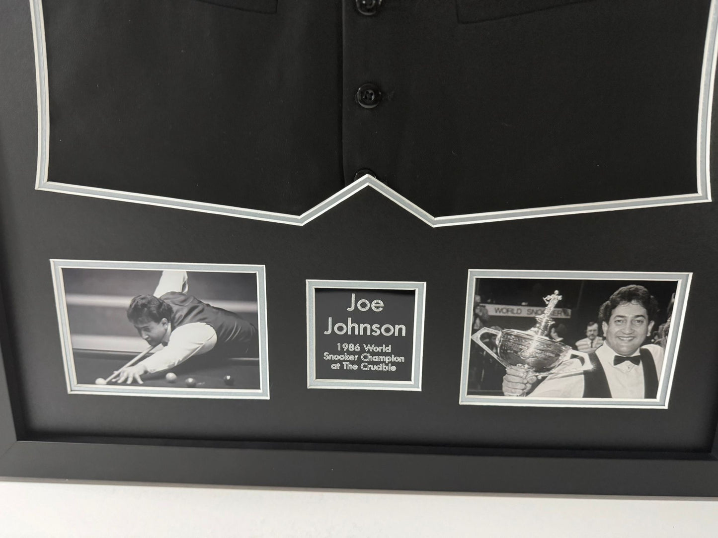 1986 World Snooker Champion Joe Johnson Signed & Framed Waistcoat + COA