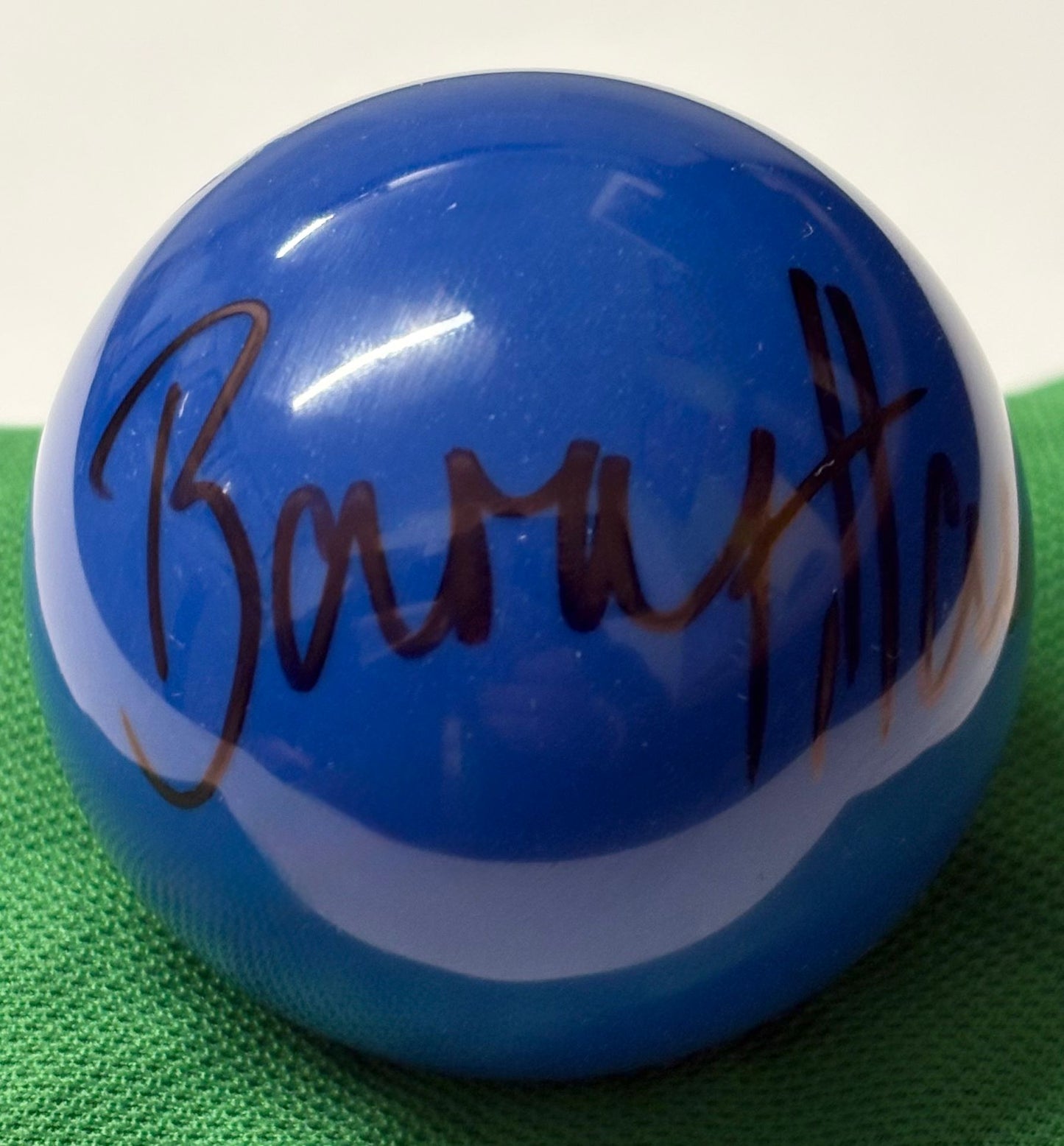 Barry 'The Hawk' Hawkins Signed Blue Snooker Ball + Dealer COA